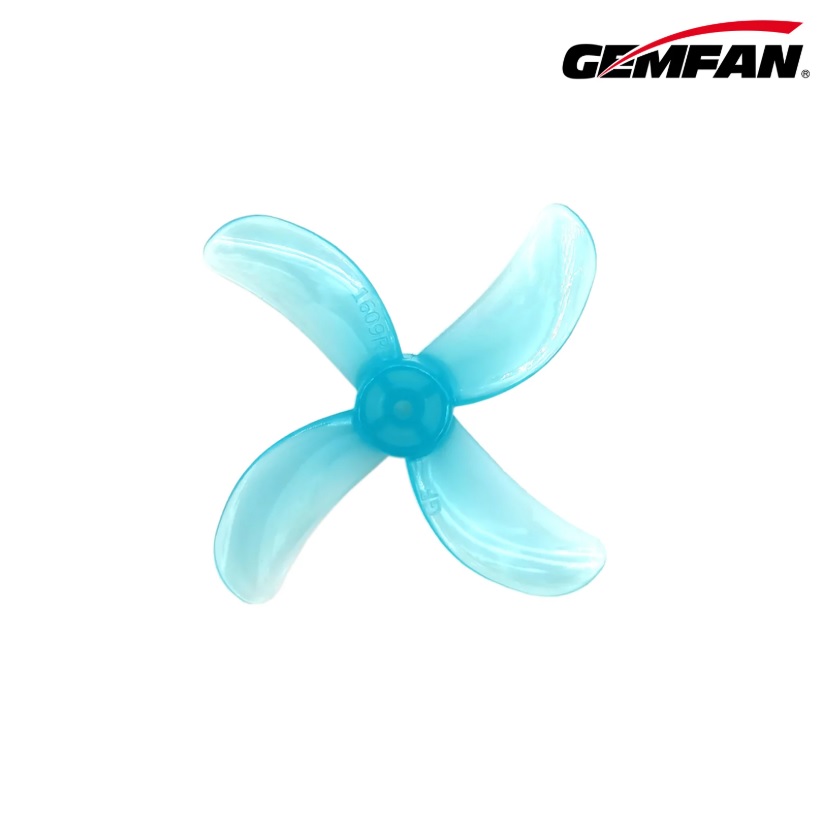 Миниатюра Пропеллер Gemfan 40мм 1,6" 1609 4-х лопастной под вал 1.5mm (Clear Blue) 4 пары 1