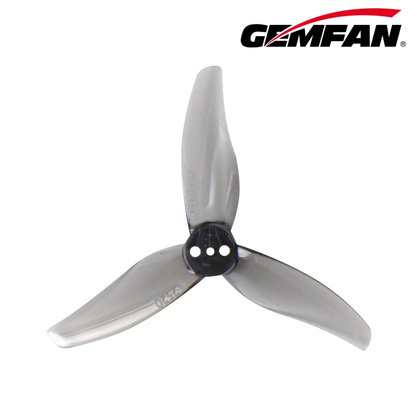 Миниатюра Пропеллер Gemfan Hurricane PC 2520 3-х лопастной под вал 1.5mm (Clear Gray) 4 пары 1