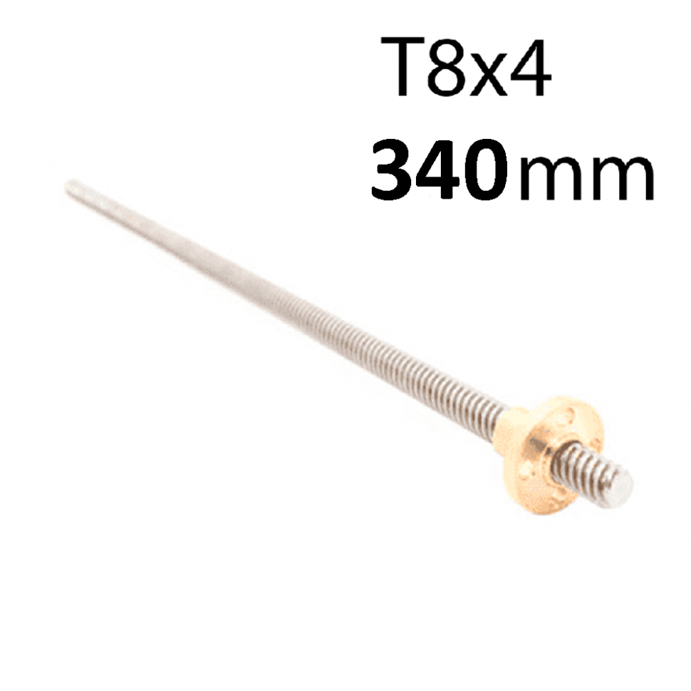 Миниатюра Винт трапецеидальный T8x4 с гайкой (340мм) 1