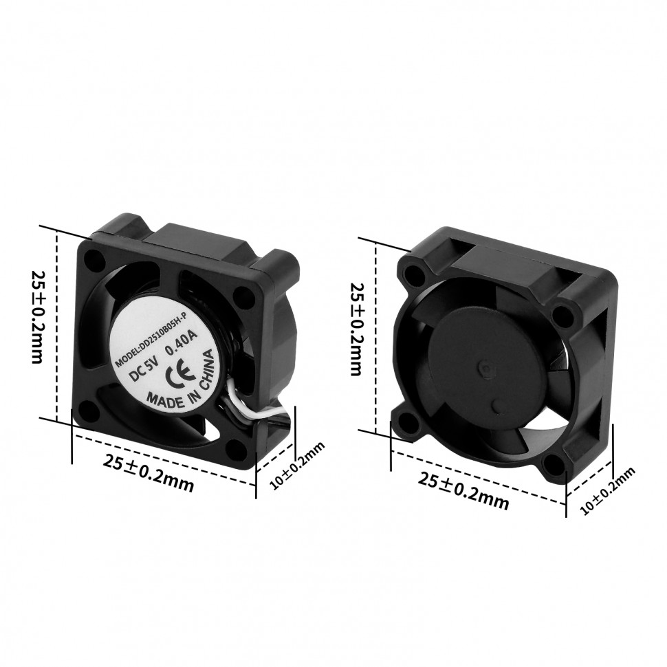 Миниатюра Вентилятор 25x25x10мм 5V 0.4A на подшипниках для Bambu Lab A1, A1 mini 3