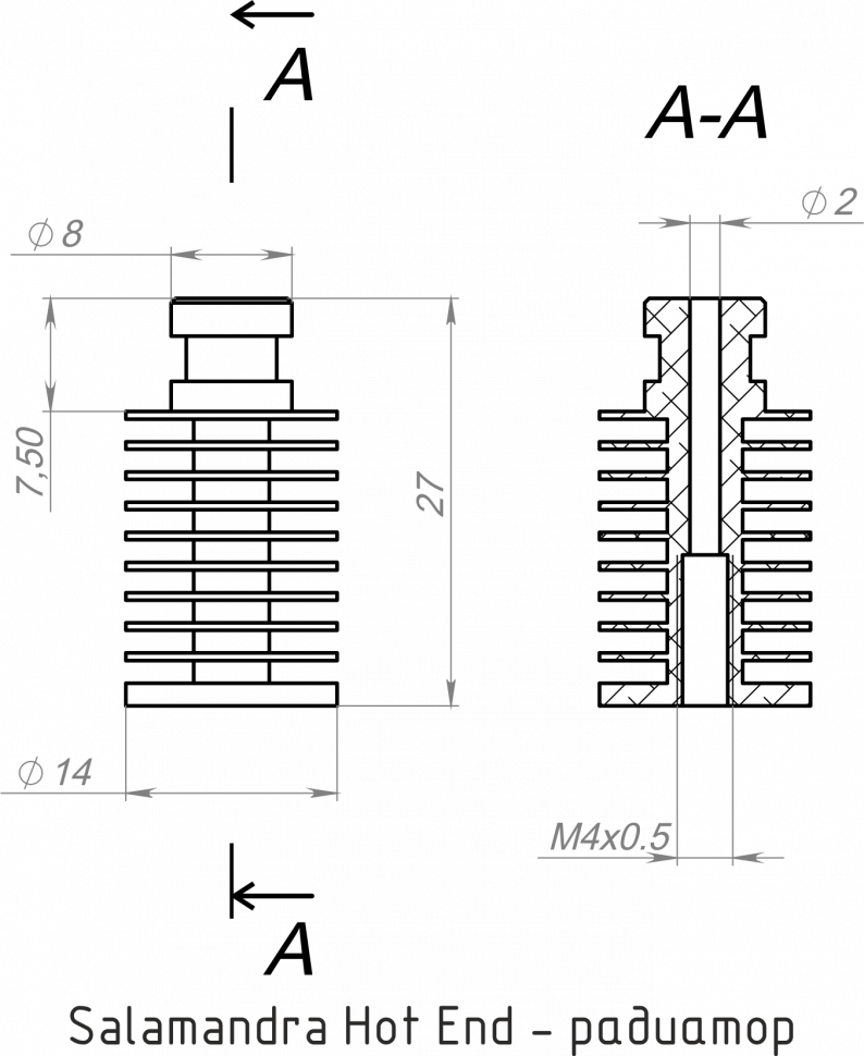 Миниатюра Радиатор хотэнда Salamandra (Ivilol) 2
