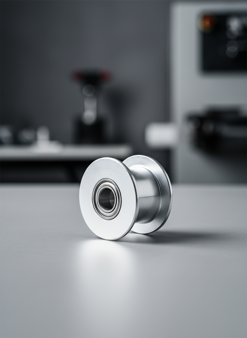 Миниатюра Шкив натяжитель (натяжной ролик) гладкий для ремня GT2 10 мм 20 зубов на вал 5 мм, Powge 1