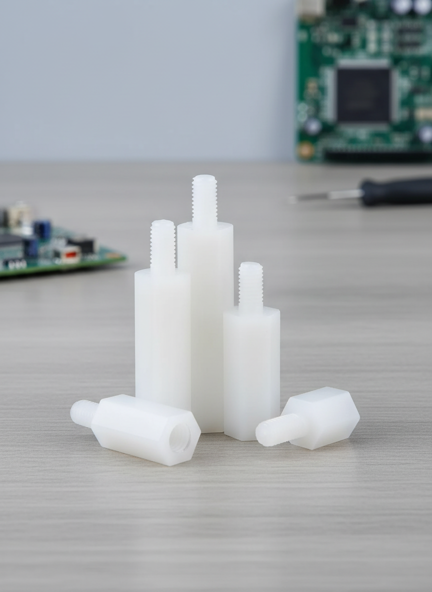 Миниатюра Стойка пластиковая M3х10мм+6 (белая) 2