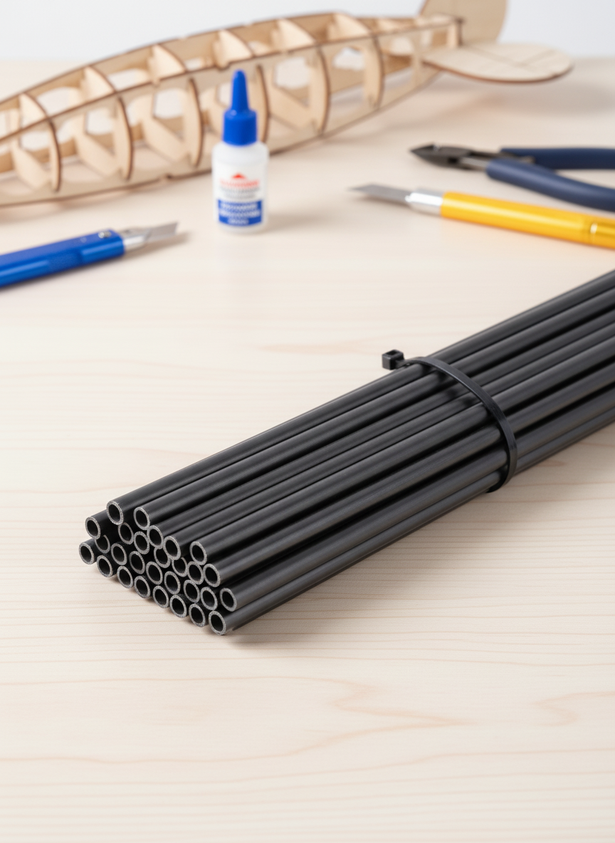 Миниатюра Трубка карбоновая 10 x 8 x 1000 мм (диагональное плетение, матовая) 6