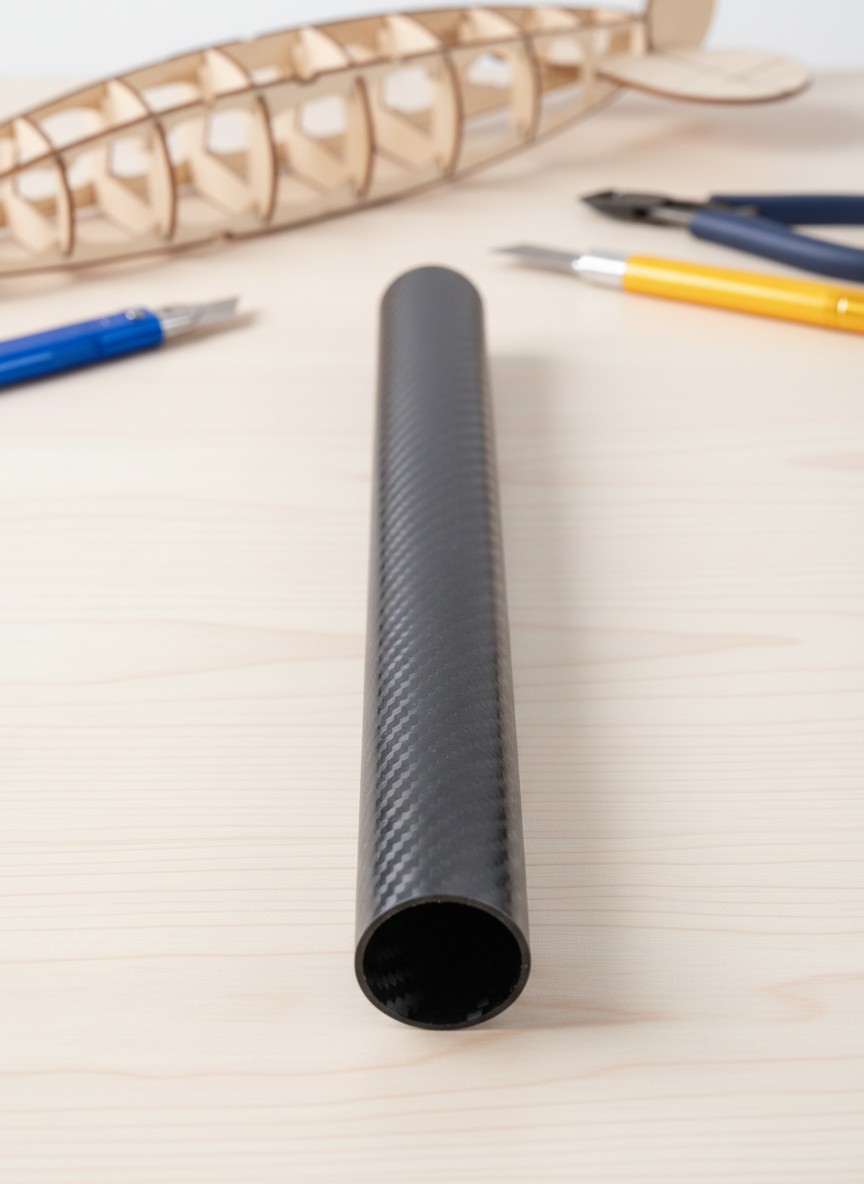 Миниатюра Трубка карбоновая 10 x 8 x 1000 мм (диагональное плетение, матовая) 2
