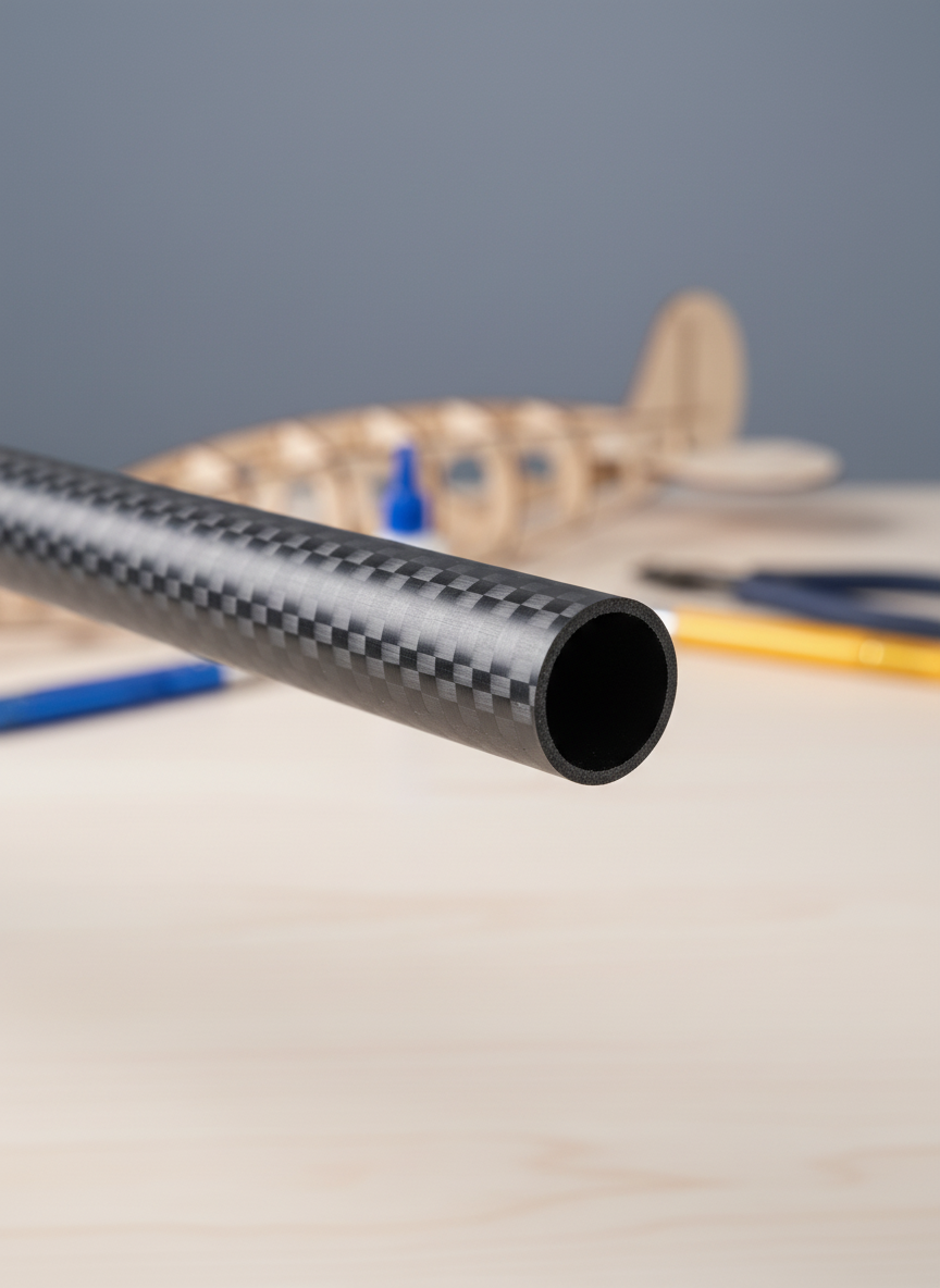Миниатюра Трубка карбоновая 10 x 8 x 1000 мм (диагональное плетение, матовая) 1