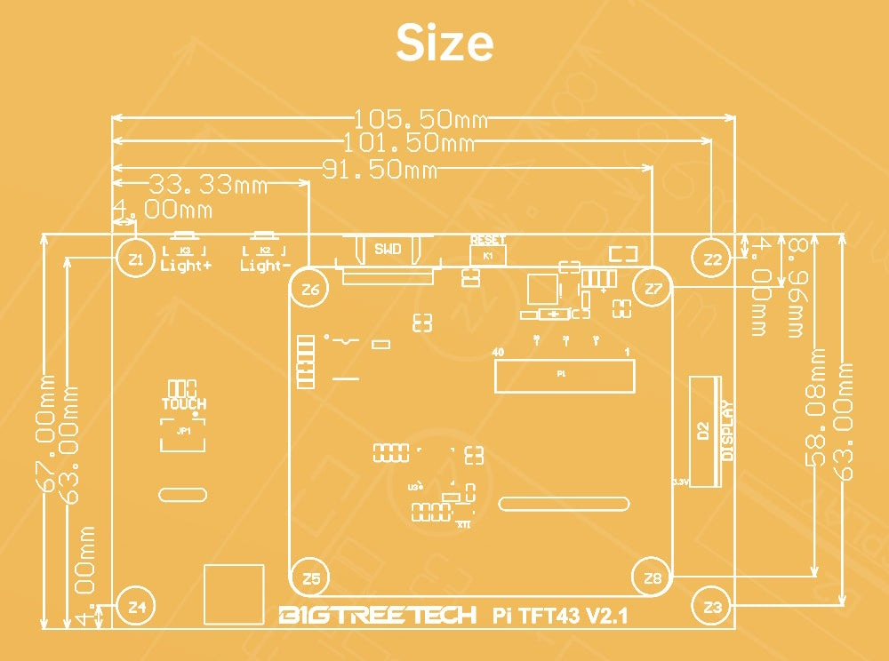 Миниатюра Дисплей Bigtreetech PITFT43 V2.1 для Raspberry Pi 9