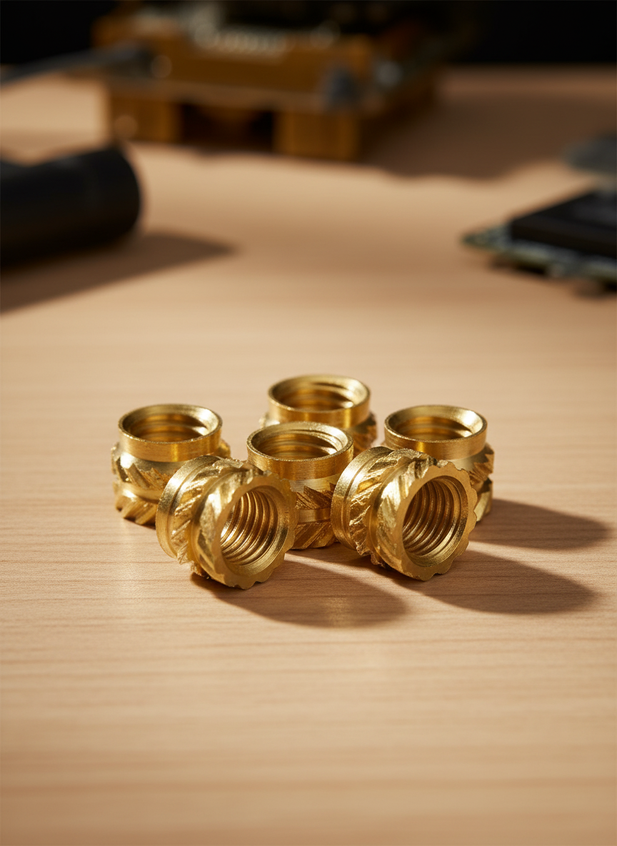 Миниатюра Резьбовые втулки гайки для пластика М3 6 x 5 мм, латунь для запрессовки 1