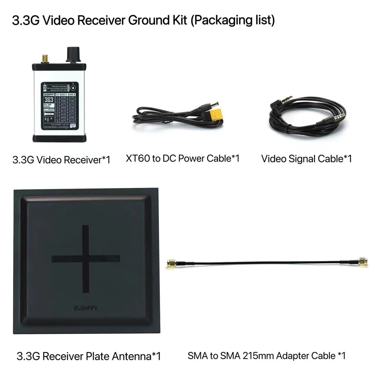 Миниатюра Видеоприемник RushFPV 3.3 GHz с антенной 15.8 dBi (DVR) 7
