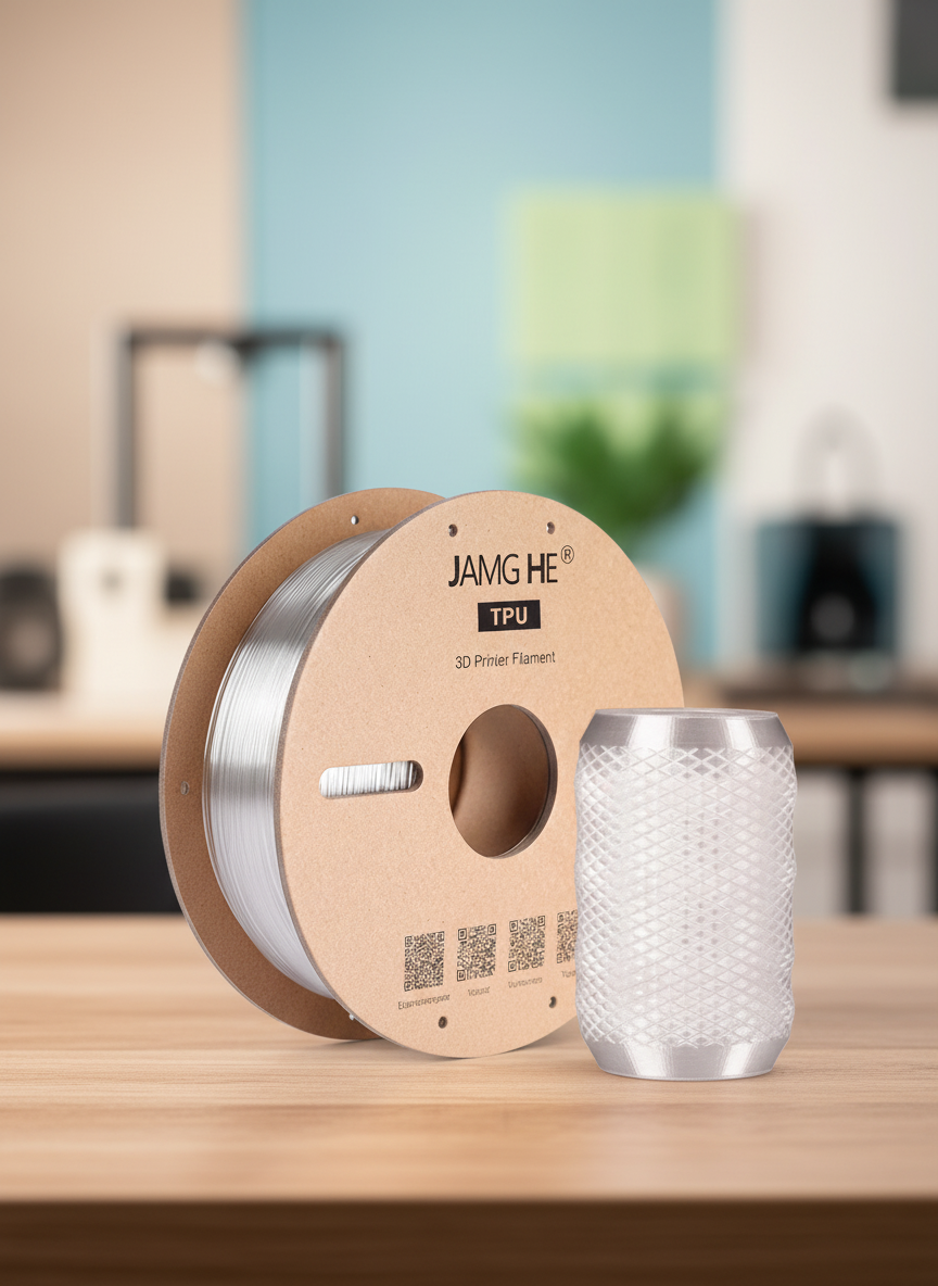 Миниатюра Пластик для 3D-печати TPU, JAMG HE, 1кг , 1.75 мм, прозрачный 1