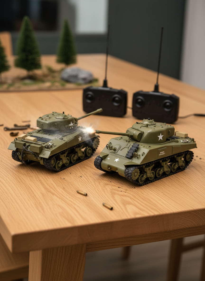 Миниатюра Танковый бой Heng Long Sherman vs Pershing M26 1/30 3