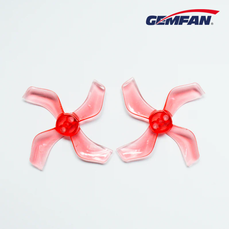 Миниатюра Пропеллер Gemfan 40мм 1,6" 1636-4 4-х лопастной  под вал 1.5mm (Clear Red) 4 пары 1